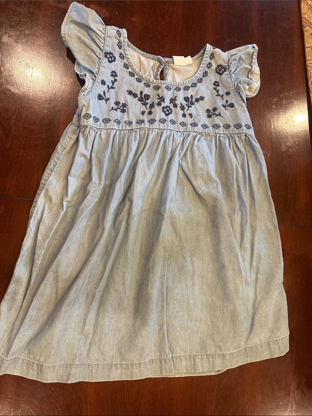 GAP Light Blue Embroidered Flutter-Sleeve Dress